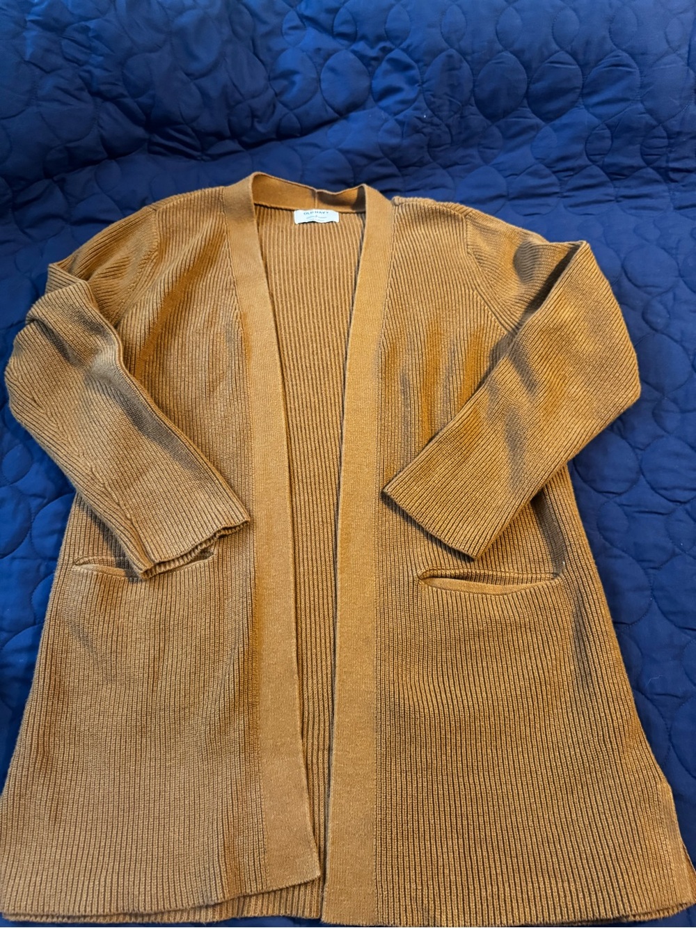 Old Navy Camel Open-Front Ribbed Cardigan
